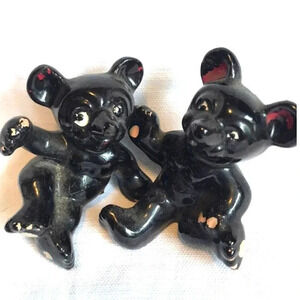 Vintage Unique Black Baby Bears Salt and Pepper Shakers